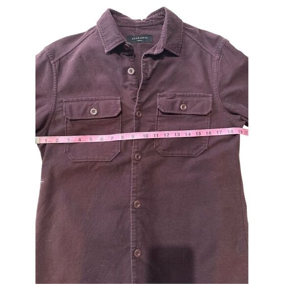 ALLSAINTS Humboldt Men’s Oxblood Red Long Sleeve Button-Up Shirt Size Cotton - Picture 6 of 13